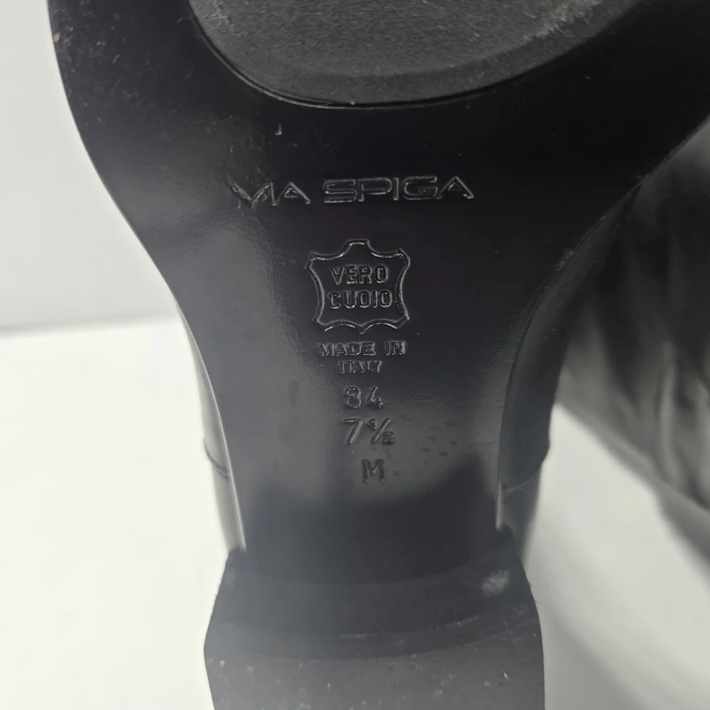 Via Spiga Italian Black Leather Riding Boots Women's Size 7 1/2 7.5